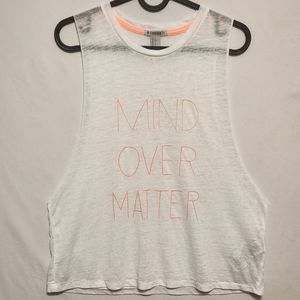 "Mind Over Matter" Sheer White Muscle Tee